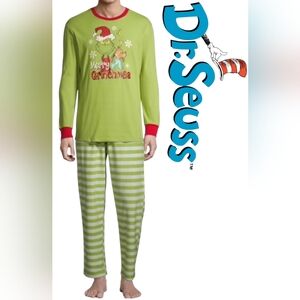 Dr. Seuss Grinch Holiday Christmas Pajamas Set, Green "Merry Grinchmas", 2X